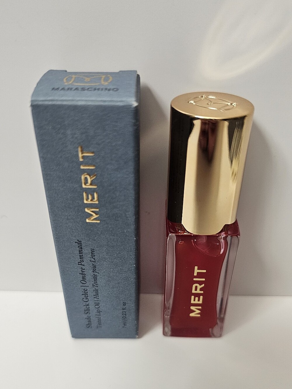 MERIT Shade Slick Gelée Sheer Tinted Lip Oil Maraschino glossy red tint new NIB